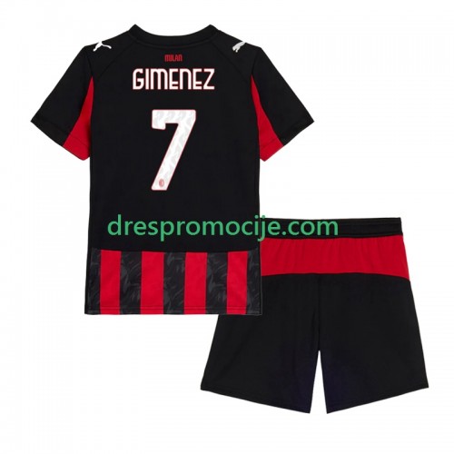 A.C. Milan Santiago Gimenez 7 Dres Dječji Domaći 2025/2026 Kratkih Rukava A.C. Milan Santiago Gimenez 7 Dres Dječji Domaći 2025/2026 Kratkih Rukava